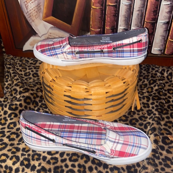 Sperry Top Sliders Plaid Slip on Deck Shoes Size 9 need cleaning good condition - Picture 2 of 6